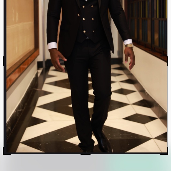 Black Slim Fit - Euro Cut 3 Piece Suit 40UK/US - Picture 3 of 11